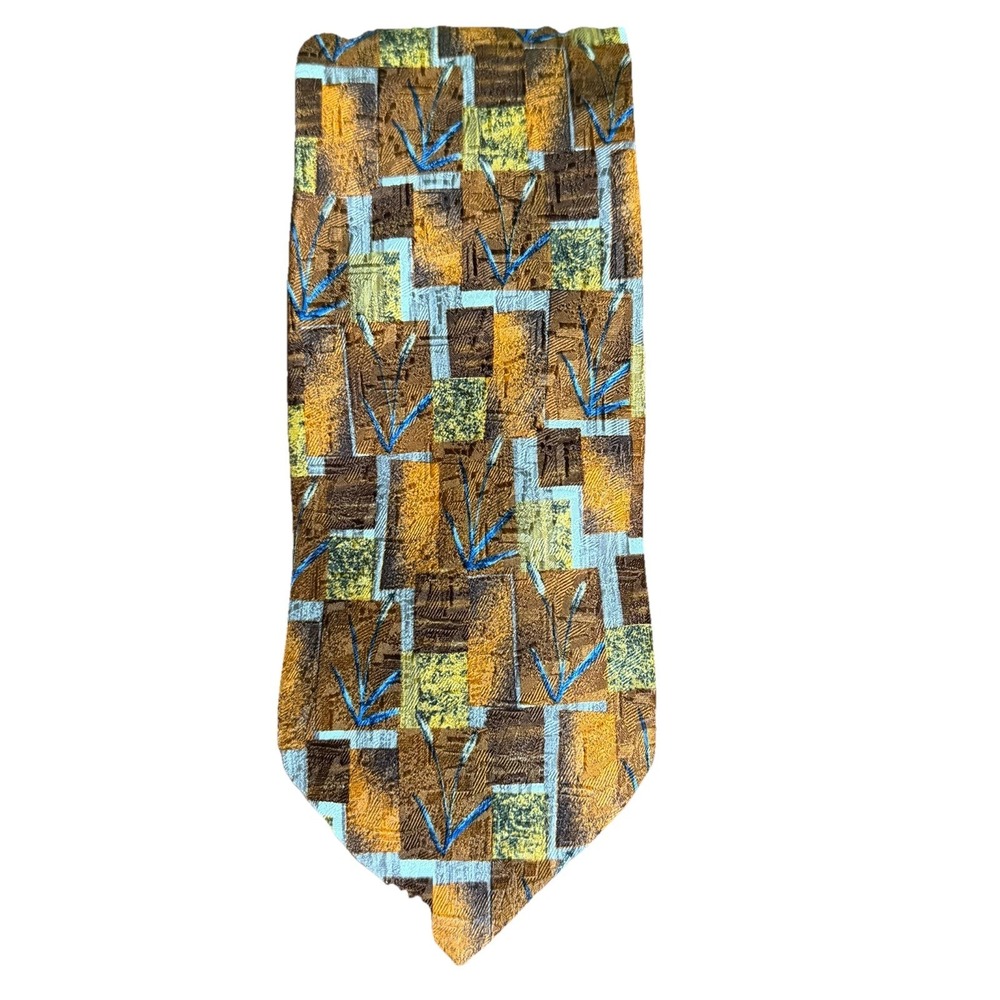 Ermenegildo Zegna Silk Tie Italy Luxury Designer Abstract Geometric 60" X4"